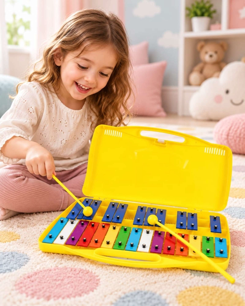 METALOFONO CROMATICO INFANTIL 25 NOTAS CON ESTUCHE Y BAQUETAS - 4