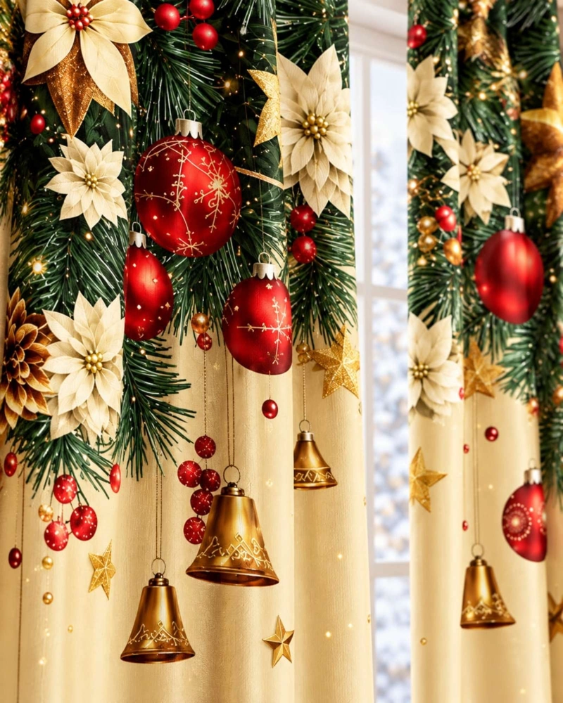 SET  DE 2  CORTINAS DE NAVIDAD DECORATIVA 140 X 230 CM. - 6