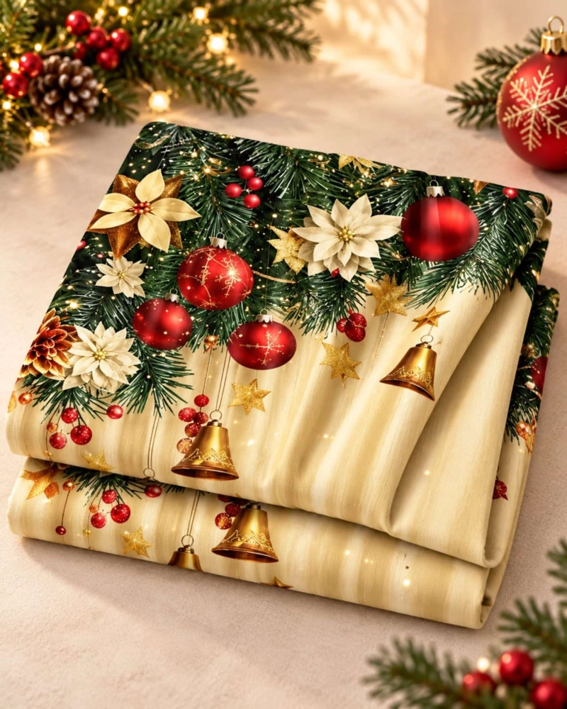 SET  DE 2  CORTINAS DE NAVIDAD DECORATIVA 140 X 230 CM. - 7