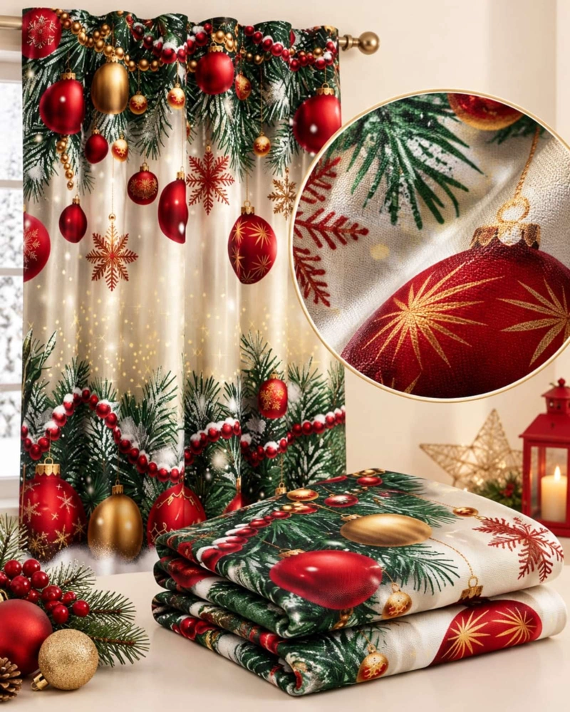 SET  DE 2  CORTINAS DE NAVIDAD DECORATIVA 140 X 230 CM. - 5