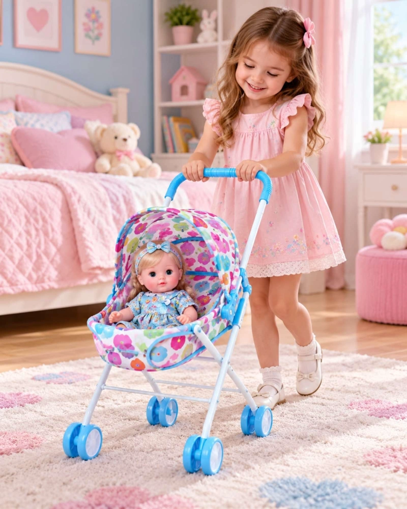 MUÑECA BEBE INTERACTIVA 35.5 CM CON COCHECITO Y ACCESORIOS - 2
