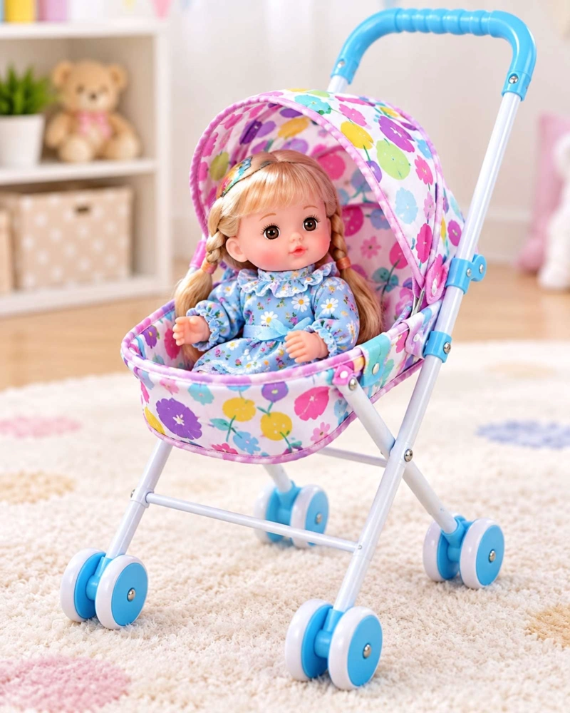MUÑECA BEBE INTERACTIVA 35.5 CM CON COCHECITO Y ACCESORIOS - 6