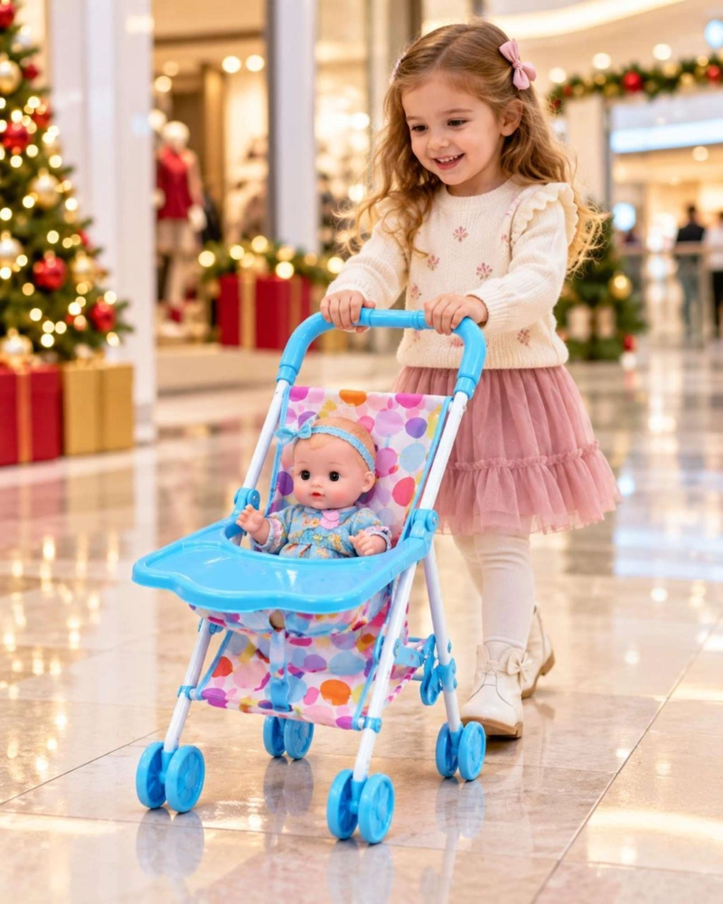 SET MUÑECA BEBE INTERACTIVA CON COCHE SILLA DE COMER Y ACCESORIOS NIÑAS - 3