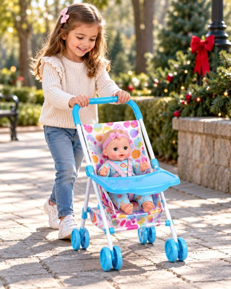 SET MUÑECA BEBE INTERACTIVA CON COCHE SILLA DE COMER Y ACCESORIOS NIÑAS - 5