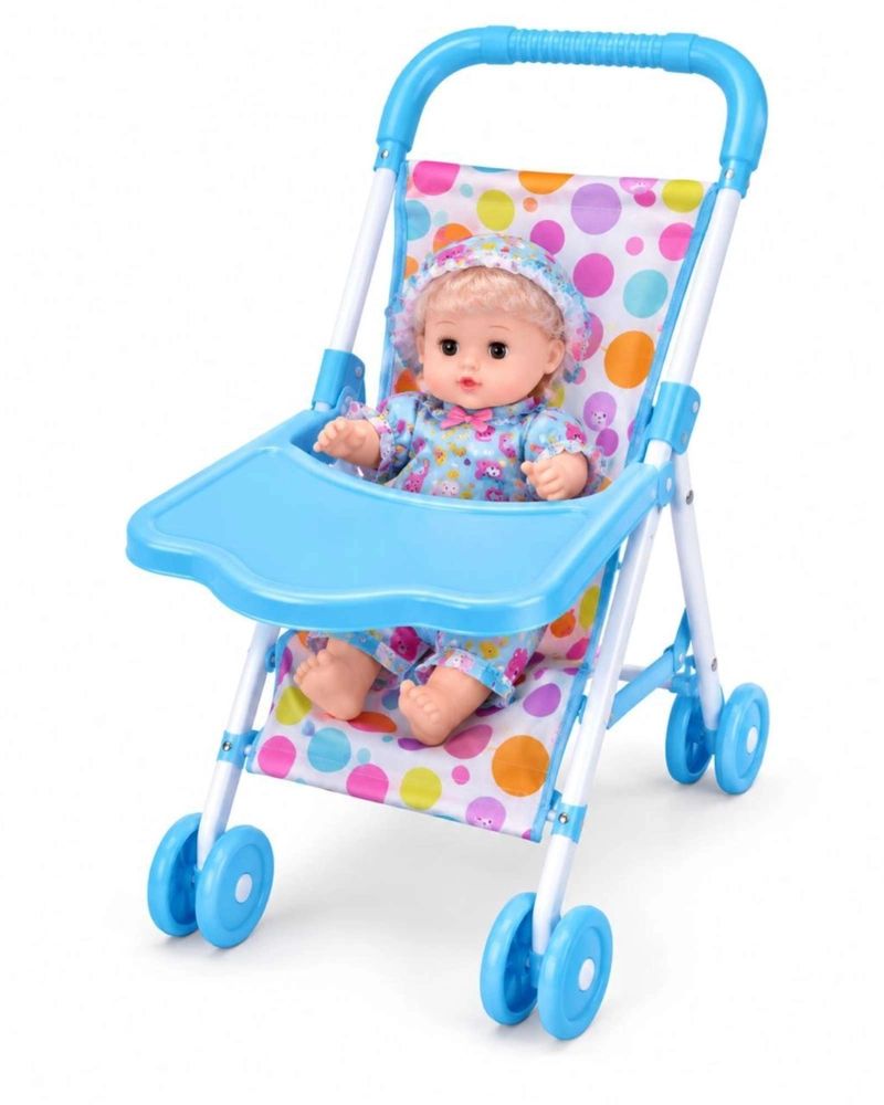 SET MUÑECA BEBE INTERACTIVA CON COCHE SILLA DE COMER Y ACCESORIOS NIÑAS - 6