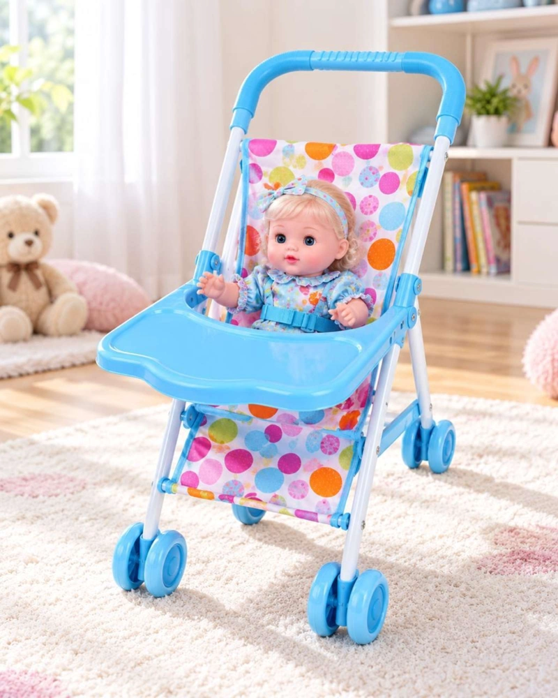 SET MUÑECA BEBE INTERACTIVA CON COCHE SILLA DE COMER Y ACCESORIOS NIÑAS - 7