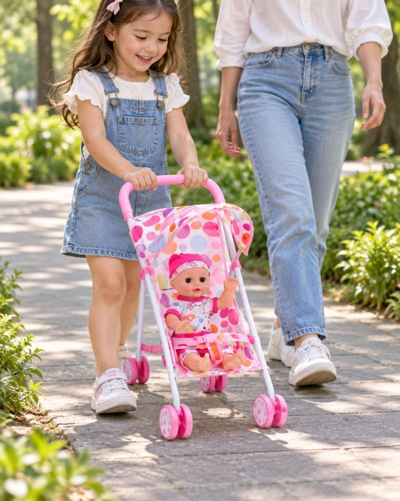 MUÑECA BEBE INTERACTIVA CON SONIDO 35.5 CM Y COCHECITO PLEGABLE NIÑAS - 5