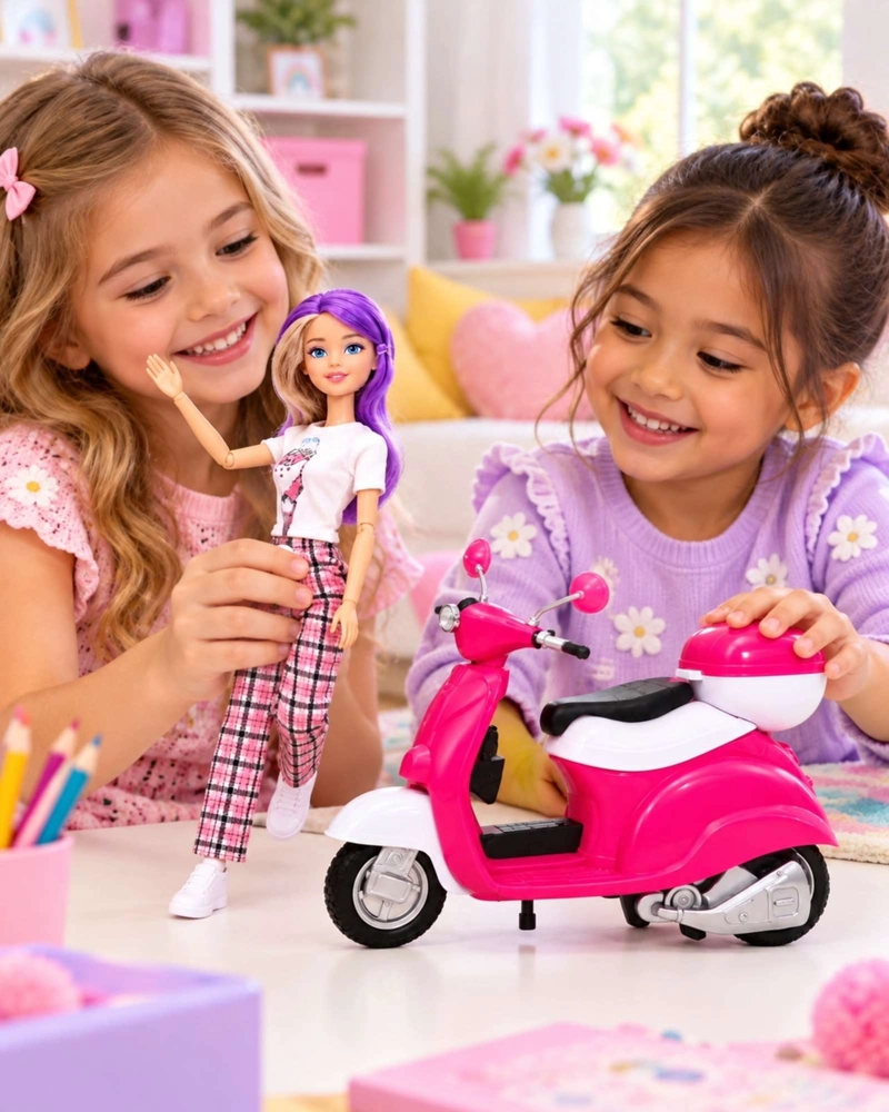MUÑECA DE MODA 30 CM CON MOTOCICLETA SCOOTER Y ACCESORIOS NIÑAS - 3