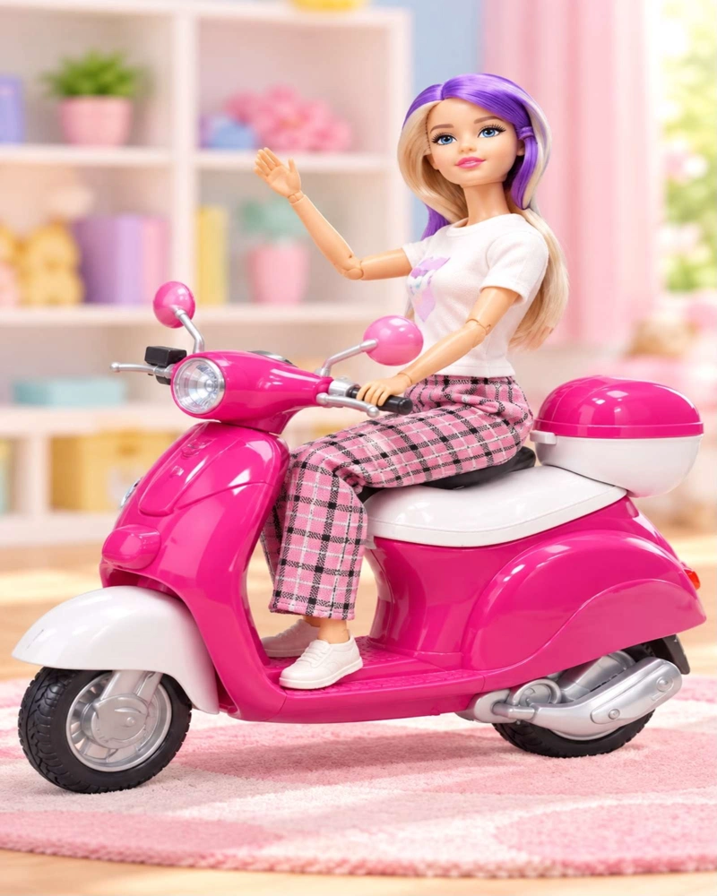 MUÑECA DE MODA 30 CM CON MOTOCICLETA SCOOTER Y ACCESORIOS NIÑAS - 6