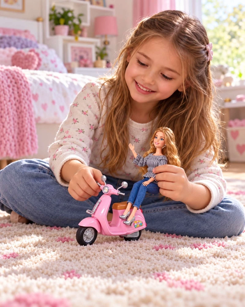 MUÑECA DE MODA 30 CM CON MOTOCICLETA SCOOTER Y ACCESORIOS NIÑAS - 2