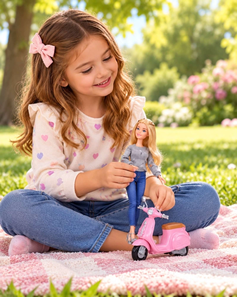 MUÑECA DE MODA 30 CM CON MOTOCICLETA SCOOTER Y ACCESORIOS NIÑAS - 3