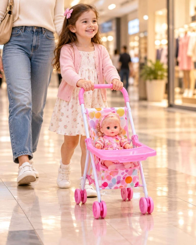 SET MUÑECA BEBE INTERACTIVA CON COCHE SILLA DE COMER Y ACCESORIOS NIÑAS - 5