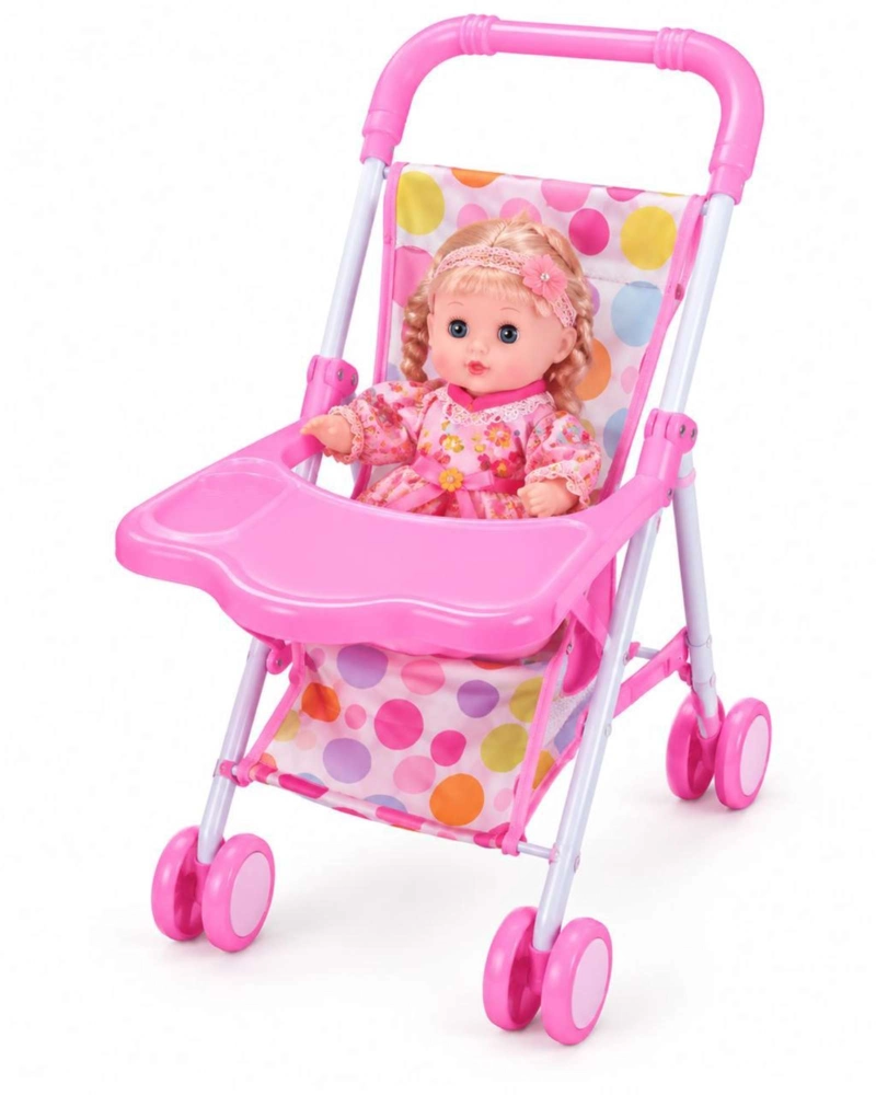 SET MUÑECA BEBE INTERACTIVA CON COCHE SILLA DE COMER Y ACCESORIOS NIÑAS - 7