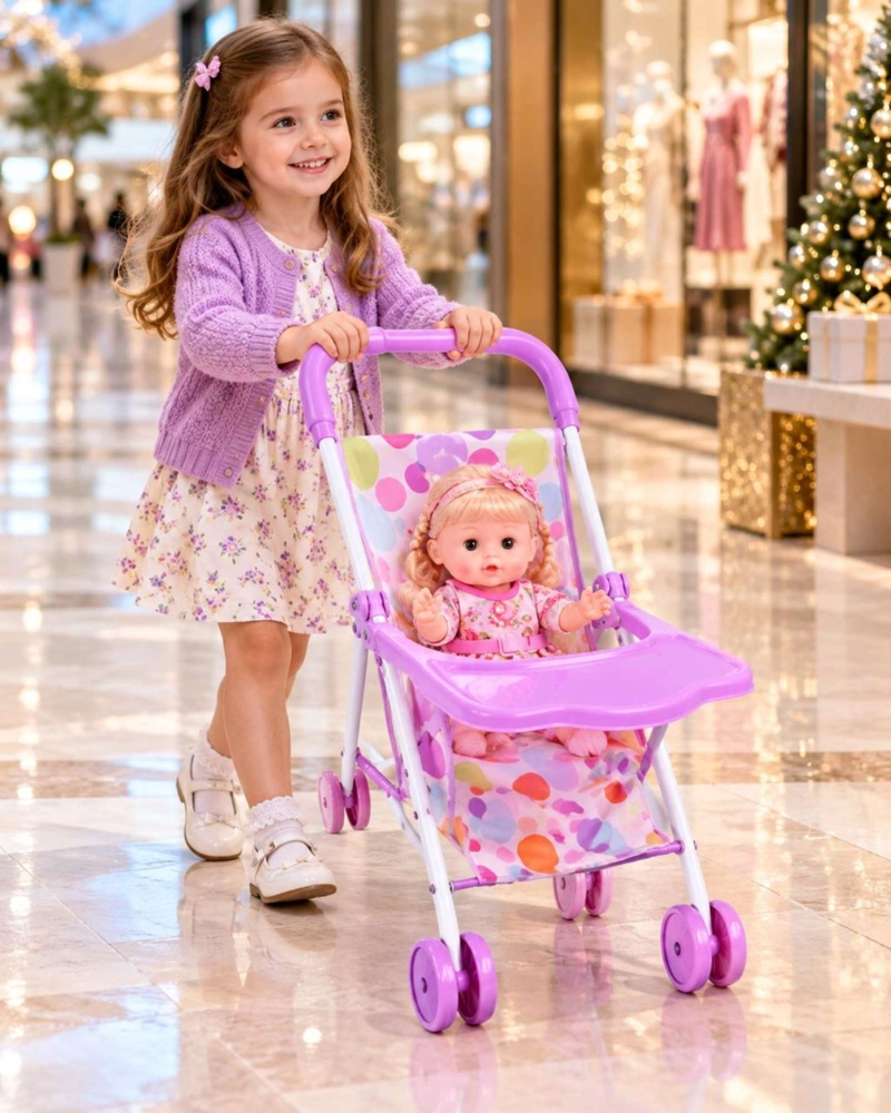 SET MUÑECA BEBE INTERACTIVA CON COCHE SILLA DE COMER Y ACCESORIOS NIÑAS - 3