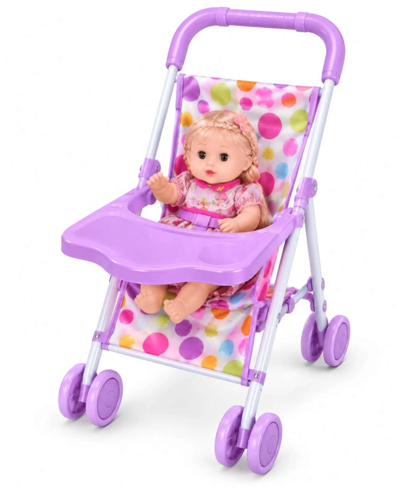 SET MUÑECA BEBE INTERACTIVA CON COCHE SILLA DE COMER Y ACCESORIOS NIÑAS - 7