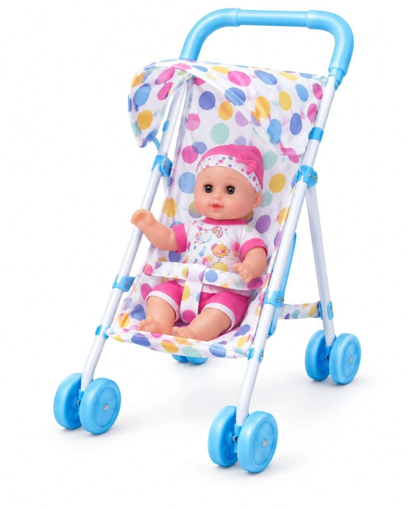 MUÑECA BEBE INTERACTIVA CON SONIDO 35.5 CM Y COCHECITO PLEGABLE NIÑAS - 7