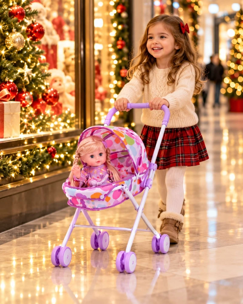 MUÑECA BEBE INTERACTIVA 35.5 CM CON COCHECITO Y ACCESORIOS - 1