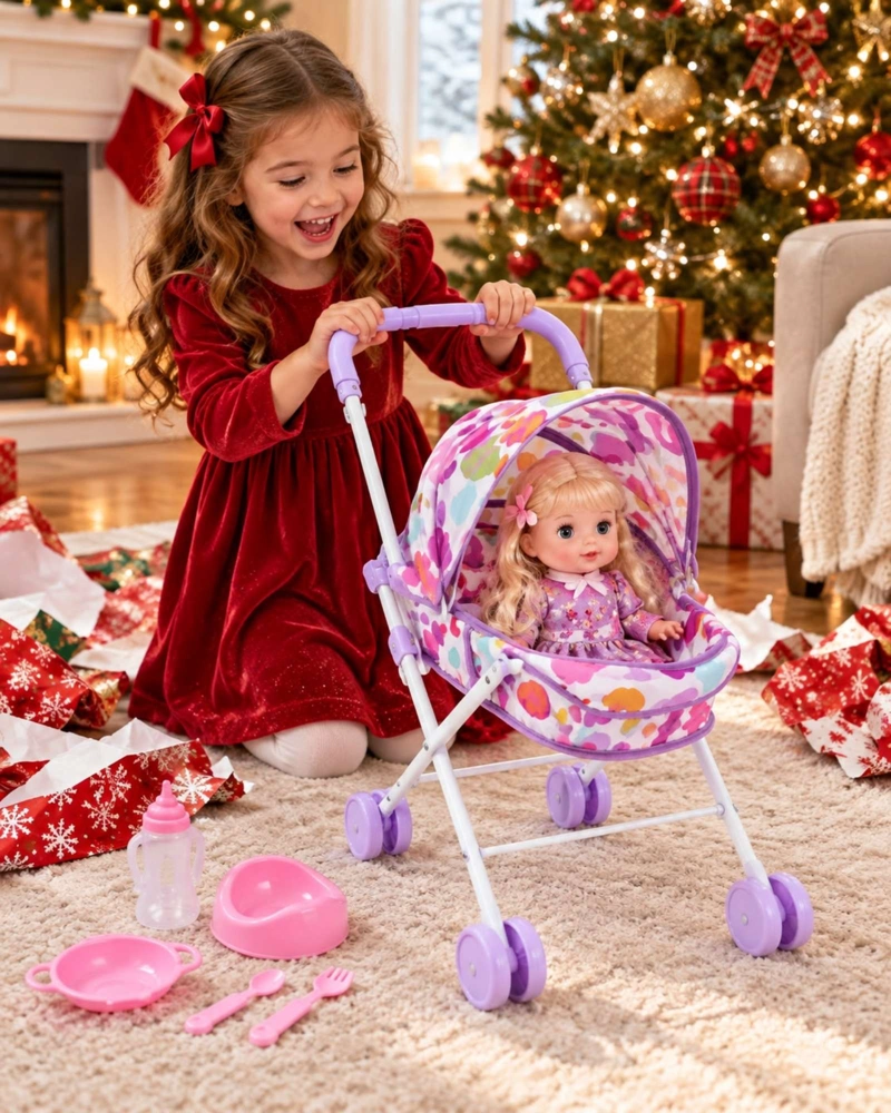 MUÑECA BEBE INTERACTIVA 35.5 CM CON COCHECITO Y ACCESORIOS - 2