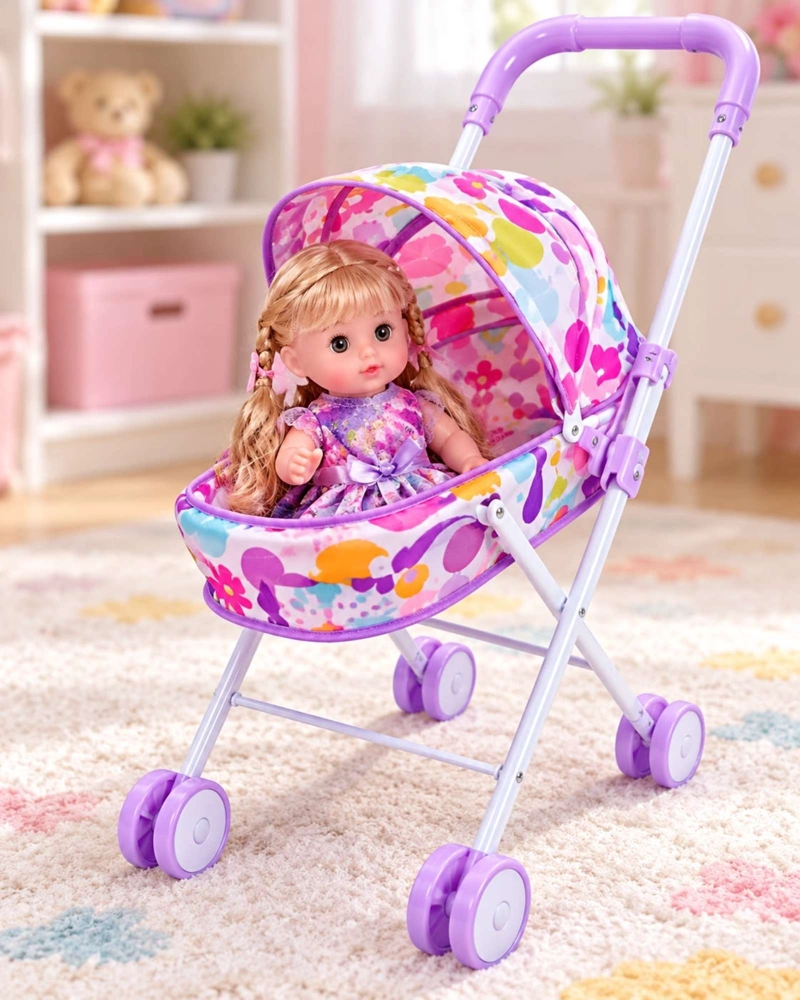 MUÑECA BEBE INTERACTIVA 35.5 CM CON COCHECITO Y ACCESORIOS - 7