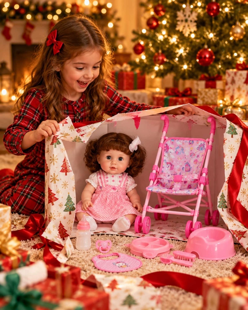 MUÑECA BEBE INTERACTIVA 35.5 CM CON COCHECITO SONIDOS OJOS MOVILES Y ACCESORIOS - 2