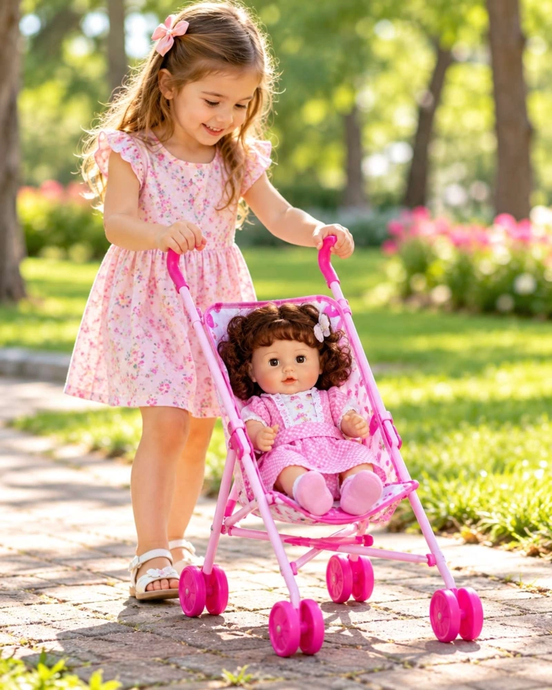 MUÑECA BEBE INTERACTIVA 35.5 CM CON COCHECITO SONIDOS OJOS MOVILES Y ACCESORIOS - 5