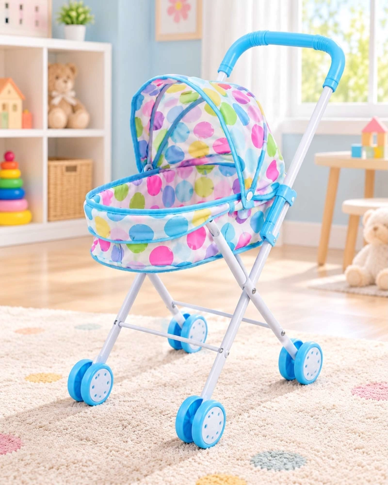 MUÑECA BEBE DE 30 CM CON COCHECITO PLEGABLE DE PASEO NIÑAS - 6