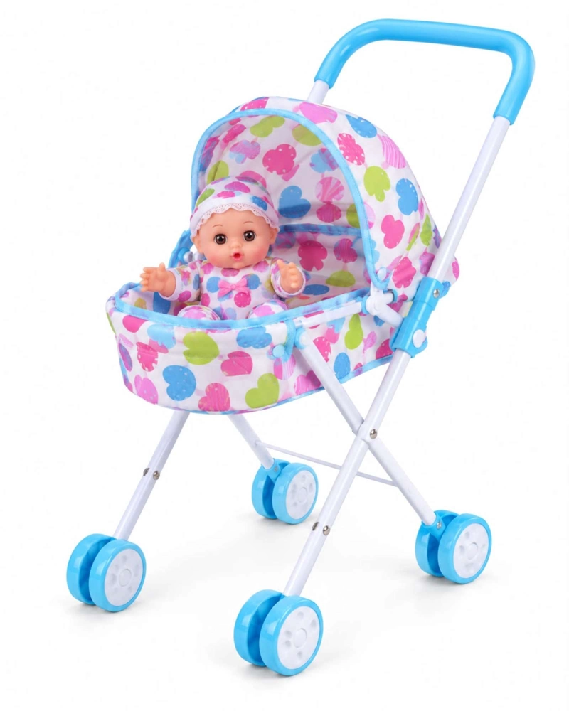 MUÑECA BEBE INTERACTIVA 30 CM CON COCHECITO PLEGABLE Y ACCESORIOS - 7
