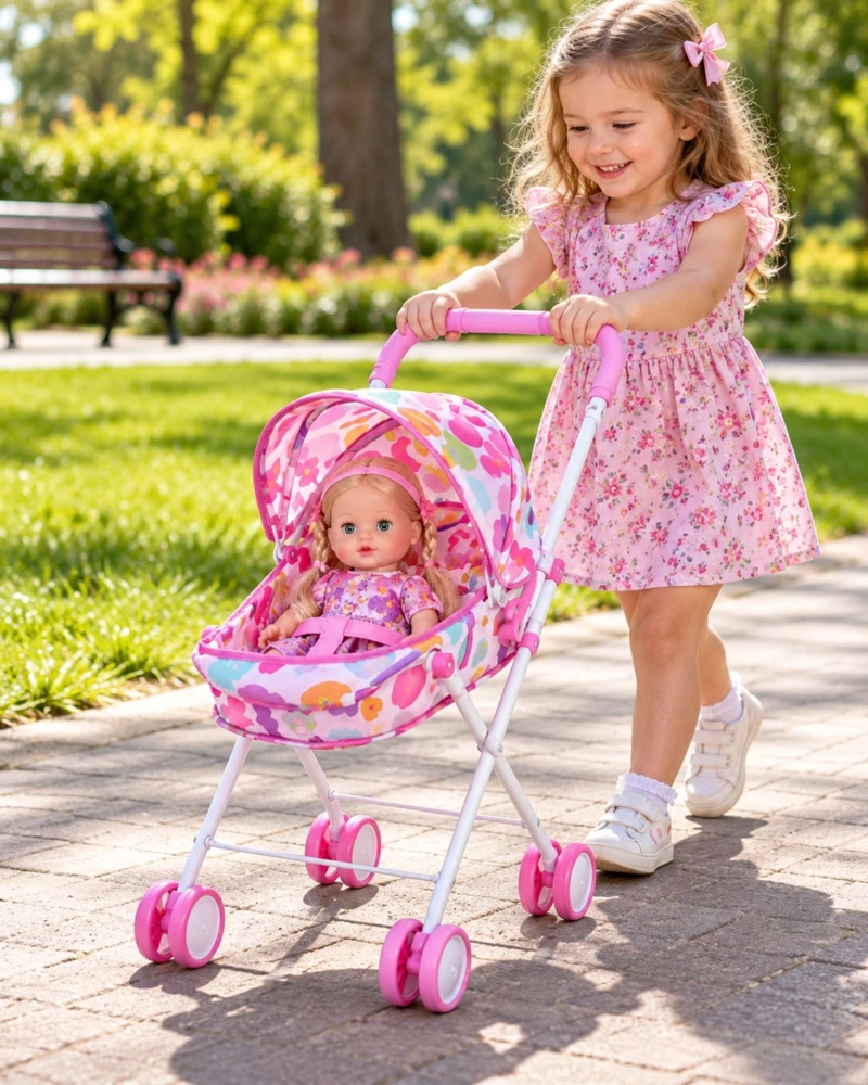 MUÑECA BEBE INTERACTIVA 35.5 CM CON COCHECITO Y ACCESORIOS - 2