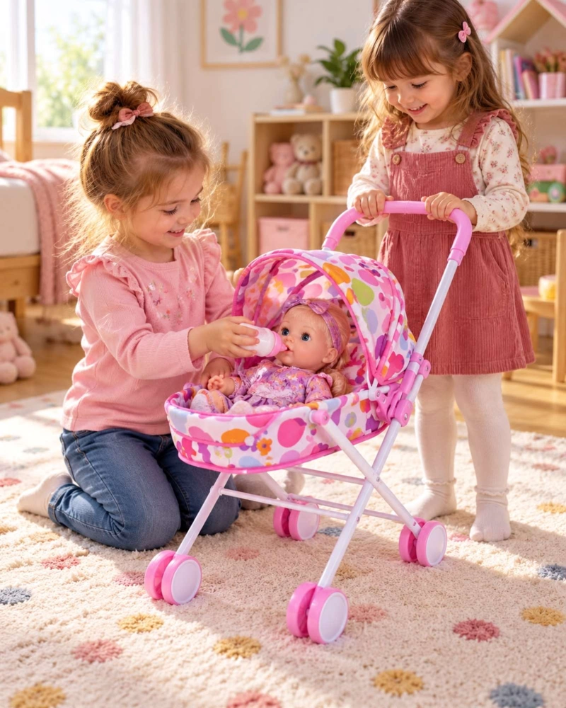 MUÑECA BEBE INTERACTIVA 35.5 CM CON COCHECITO Y ACCESORIOS - 4