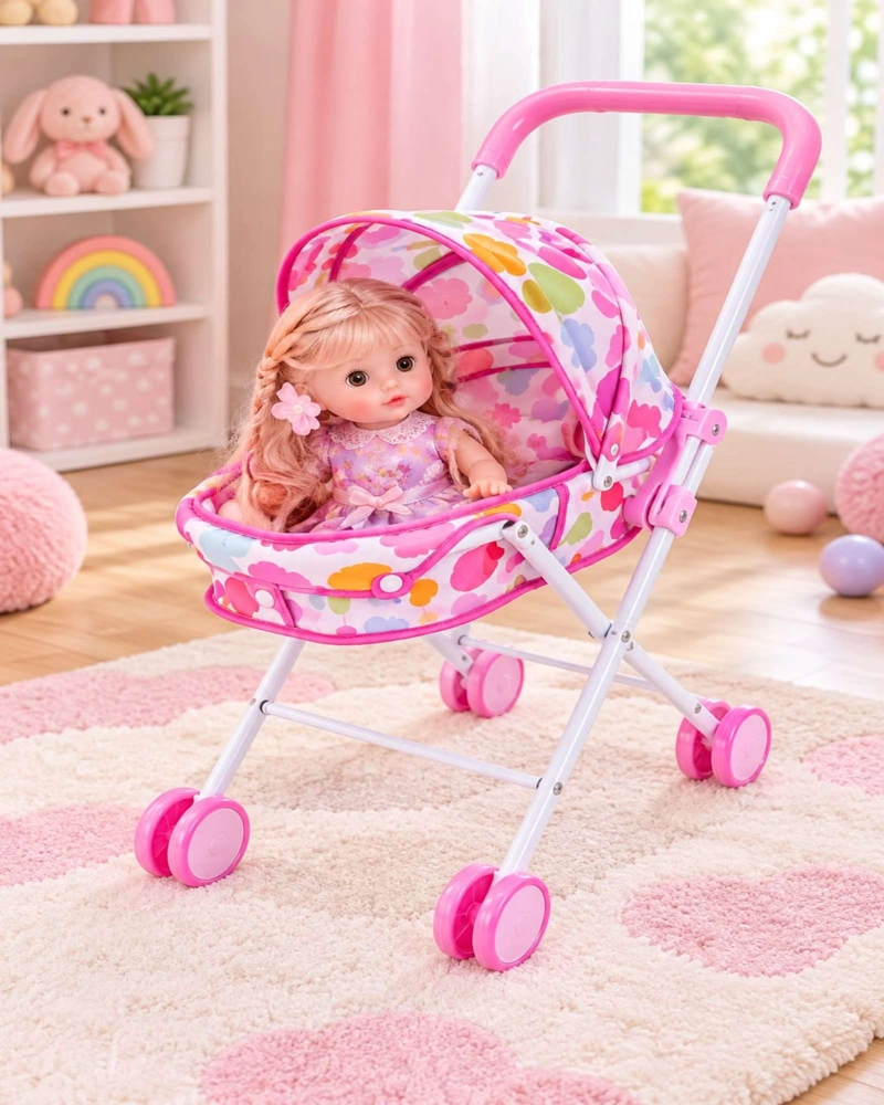 MUÑECA BEBE INTERACTIVA 35.5 CM CON COCHECITO Y ACCESORIOS - 6