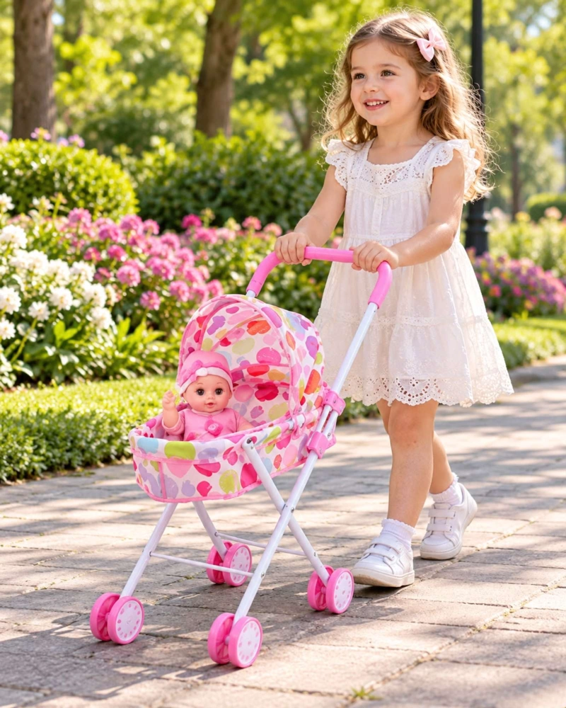 MUÑECA BEBE INTERACTIVA 30 CM CON COCHECITO PLEGABLE Y ACCESORIOS - 3