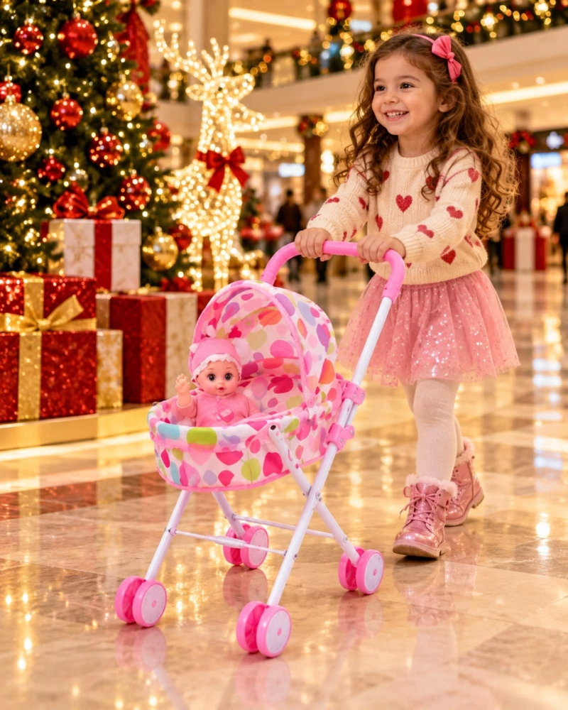 MUÑECA BEBE INTERACTIVA 30 CM CON COCHECITO PLEGABLE Y ACCESORIOS - 6