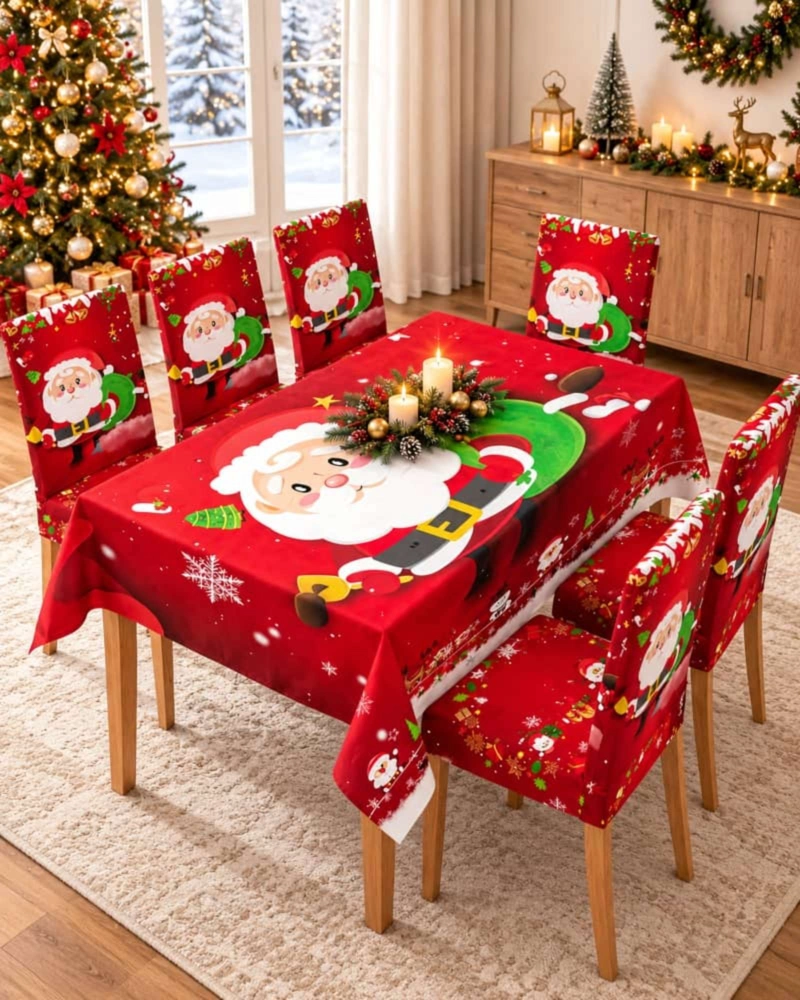 SET DE MANTEL NAVIDEÑO 140X220 CM CON 6 FUNDAS DE SILLA - 2