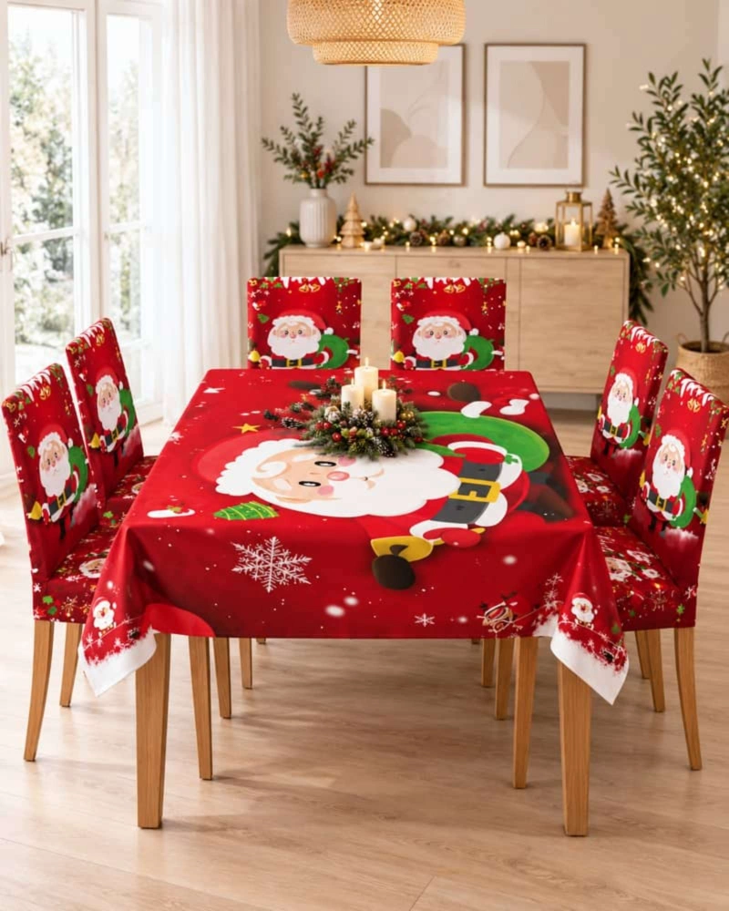 SET DE MANTEL NAVIDEÑO 140X220 CM CON 6 FUNDAS DE SILLA - 3