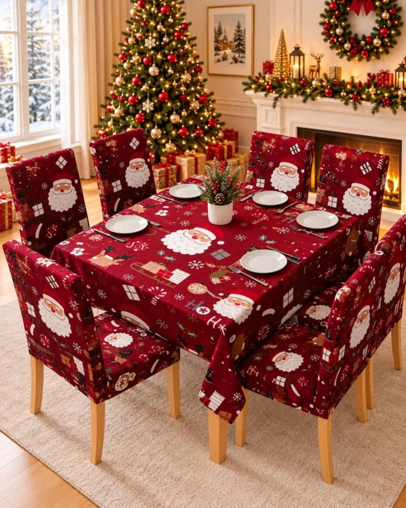 SET DE MANTEL NAVIDEÑO 140X220 CM CON 6 FUNDAS DE SILLA - 2