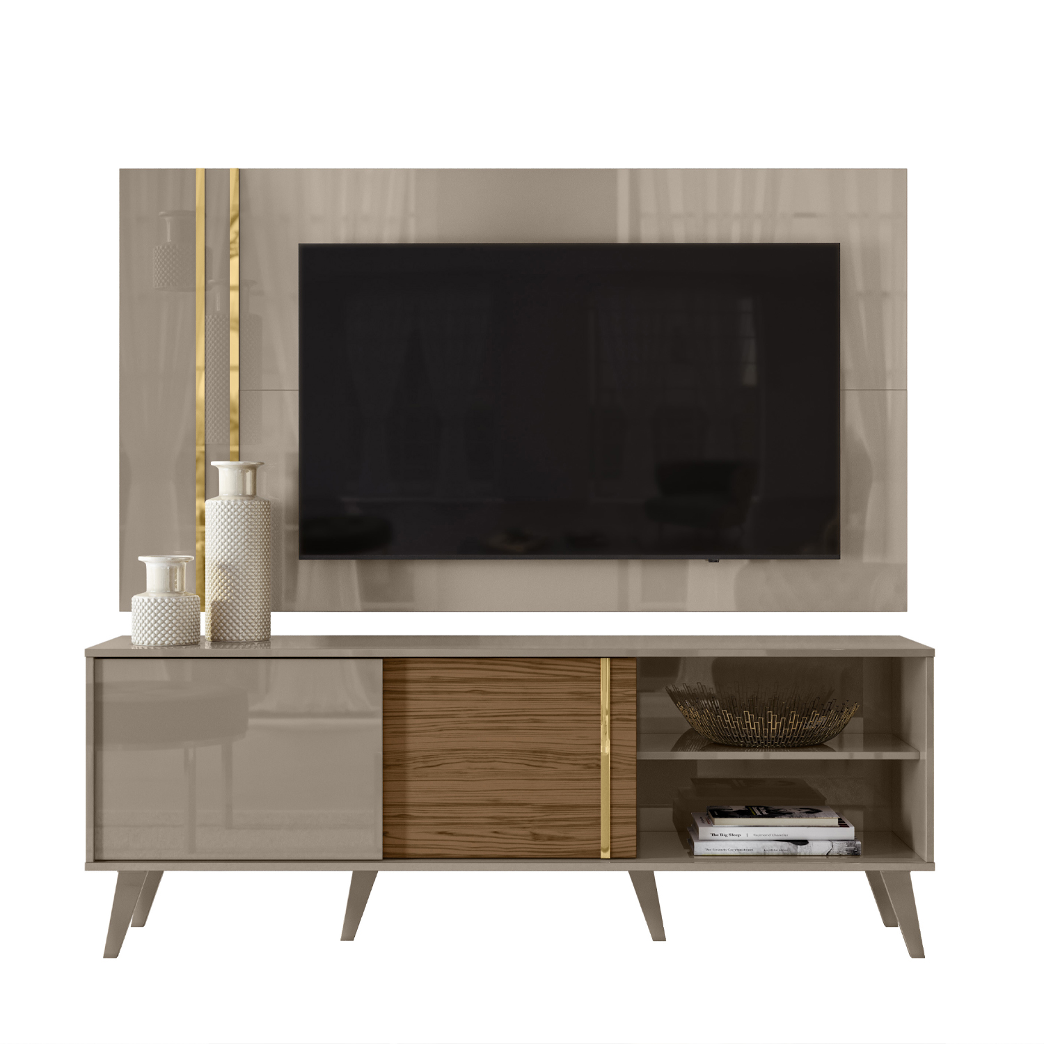 RACK ALTAVISION CRONOS MDP GRIS CLARO + PANEL 60 FENDI NATURALE - 1