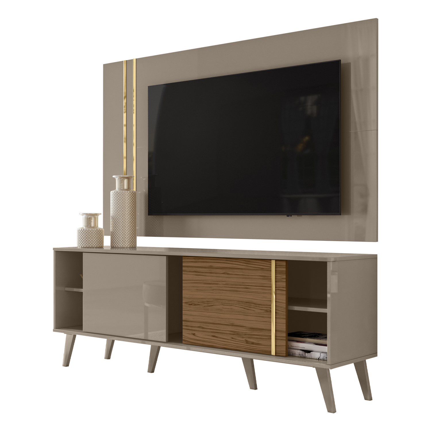 RACK ALTAVISION CRONOS MDP GRIS CLARO + PANEL 60 FENDI NATURALE - 2
