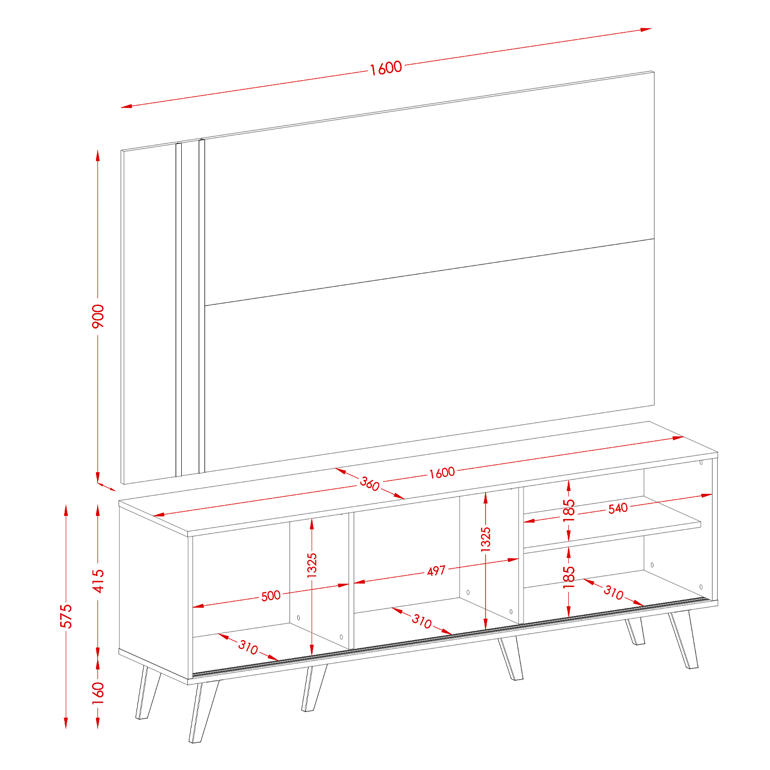 RACK ALTAVISION CRONOS MDP GRIS CLARO + PANEL 60 FENDI NATURALE - 4