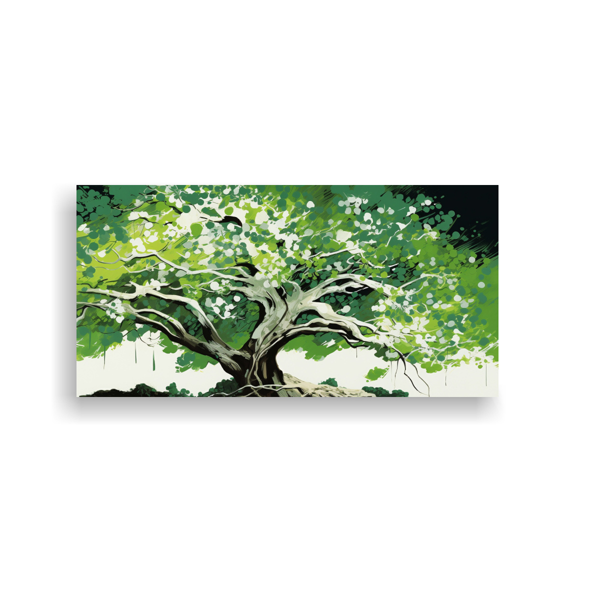 CUADRO TONOS LIVING ÁRBOL BANIANO EN COLORES VERDE Y BLANCO ATMOSFERA NEONOIR 60X30CM - 1