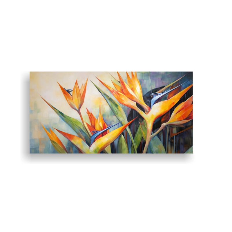 CUADRO VANGUARDIA ARTESANAL FLORES DEL PARAÍSO PINTURA ABSTRACTA ALTA CALIDAD 160X80CM - 1