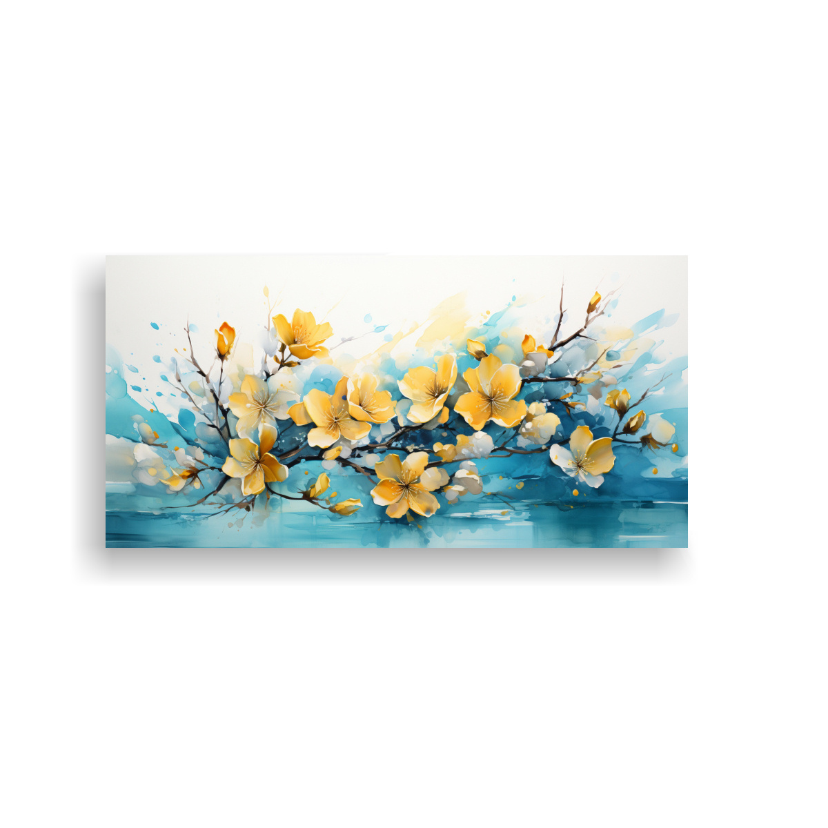PINTURA DECORATIVA DE LIENZO TELA CANVAS COMPOSICIÓN EQUILIBRADA FLORES DE CEREZO O SAKUR 120X60CM - 1