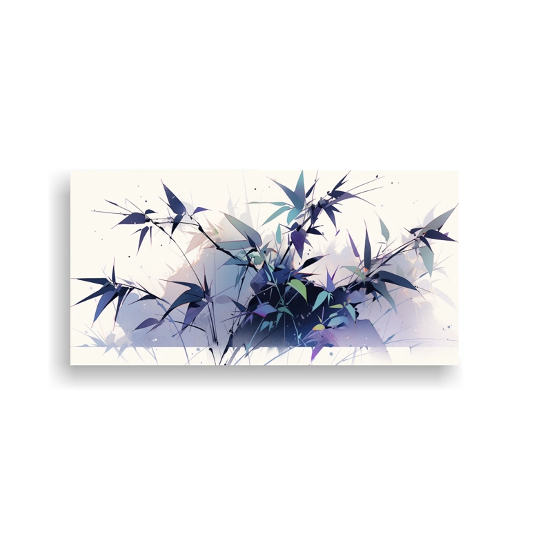 CUADRO ARMONÍA COLORES PLANTAS DE BAMBÚ EN ACUARELAS ATMOSFERA NEONOIR 100X50CM - 1