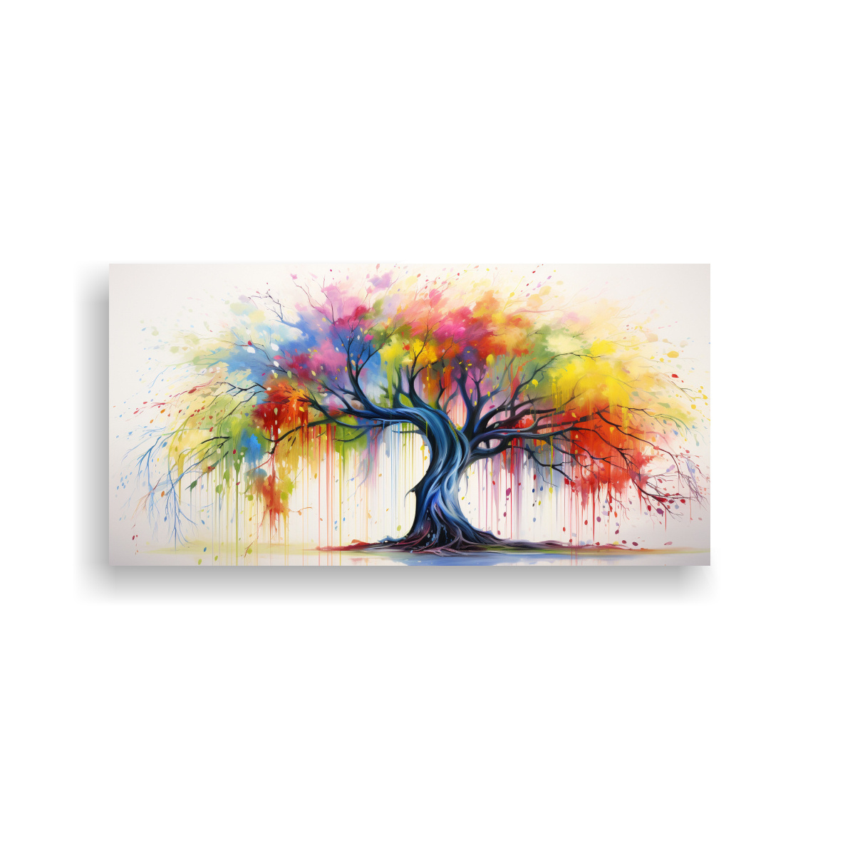 ARTE TELA CANVAS OFICINA WILLOW TREE COLORES ARCOÍRIS PINTURA ABSTRACTA ACUARELA 140X70CM - 1