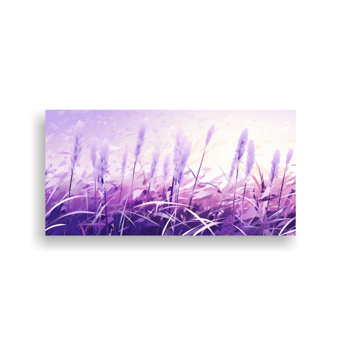 TELA EN BASTIDOR TONOS ARMONÍA CROMÁTICA A HIERBA DE CARRIZO EN COLORES PÚRPURA Y BLANC 80X40CM - 1