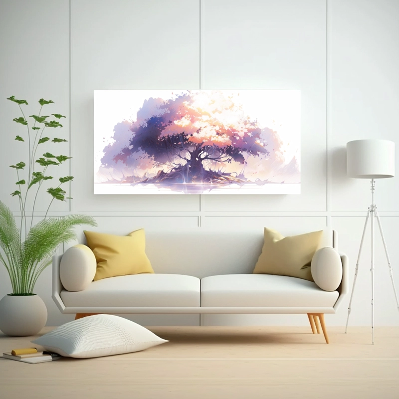 CUADRO CREATIVO DE ÁRBOL EN COLORES BLANCOS  ATMOSFERA NEONOIR Y NEO POP 120X60CM - 2