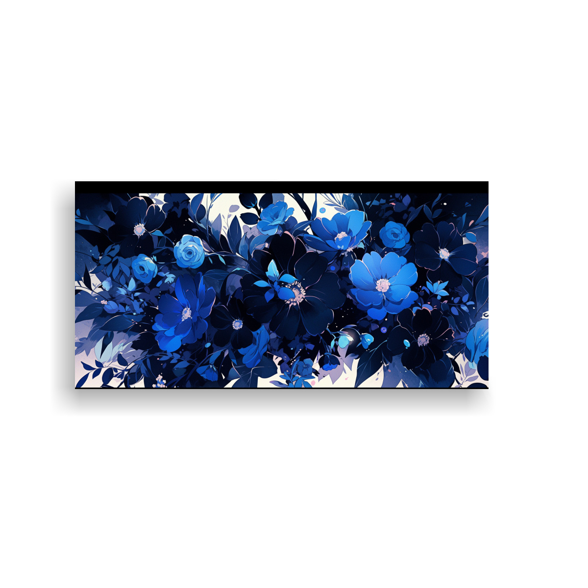 PINTURA DECORATIVA ESTILO NEONOIR CON CONTRASTE DE COLORES NEGRO Y AZUL, ATMÓSFERA CALIDO 100X50CM - 1