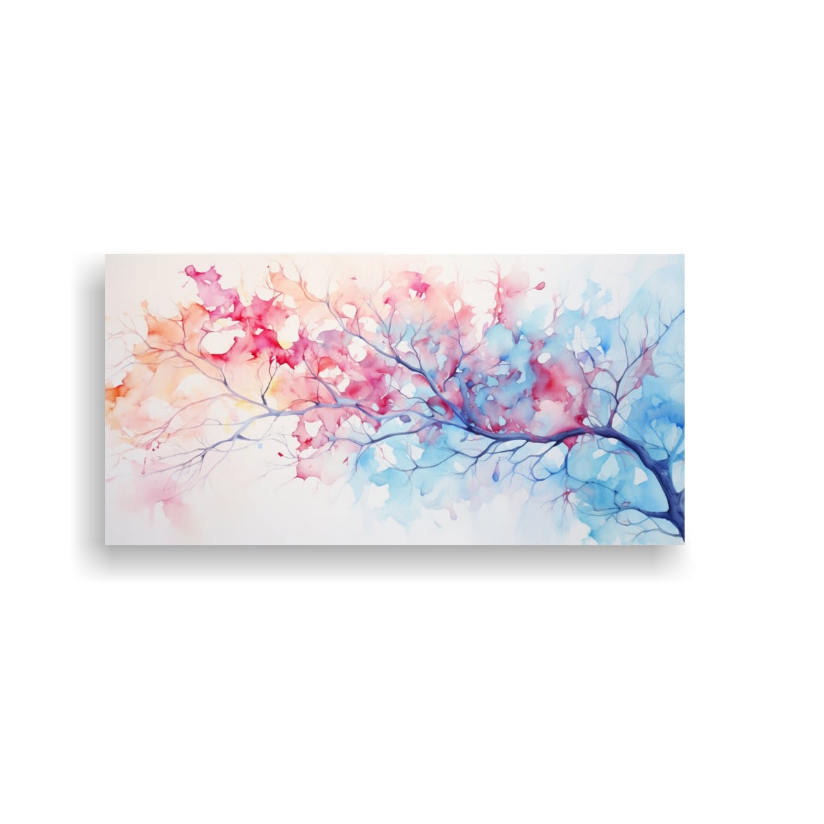 CUADRO ABSTRACTO ESTÉTICA AL ÁRBOL DE HIGUERA EN COLORES ROSA Y AZUL 140X70CM - 1
