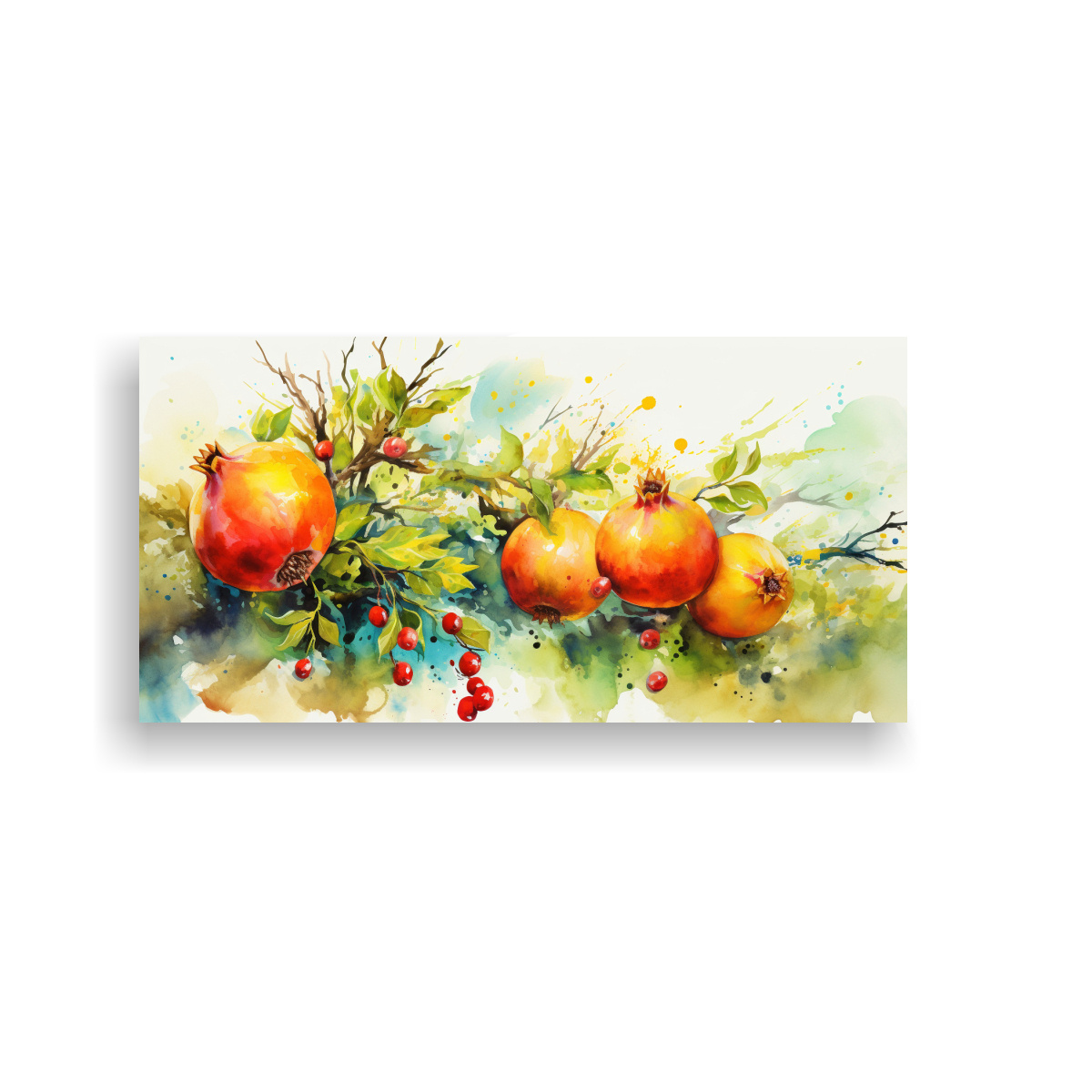 ARTE DE PARED CONCEPTUAL COLORIDO ÁRBOL DE GRANADA AMARILLO Y VERDE ABSTRACTO 160X80CM - 1
