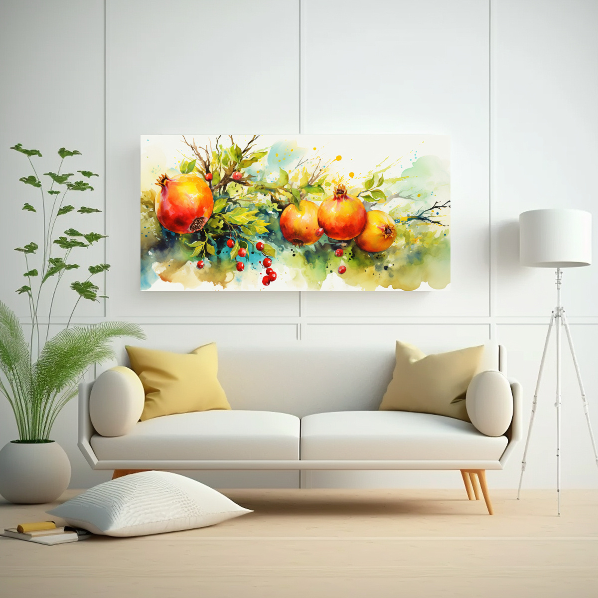 ARTE DE PARED CONCEPTUAL COLORIDO ÁRBOL DE GRANADA AMARILLO Y VERDE ABSTRACTO 160X80CM - 2