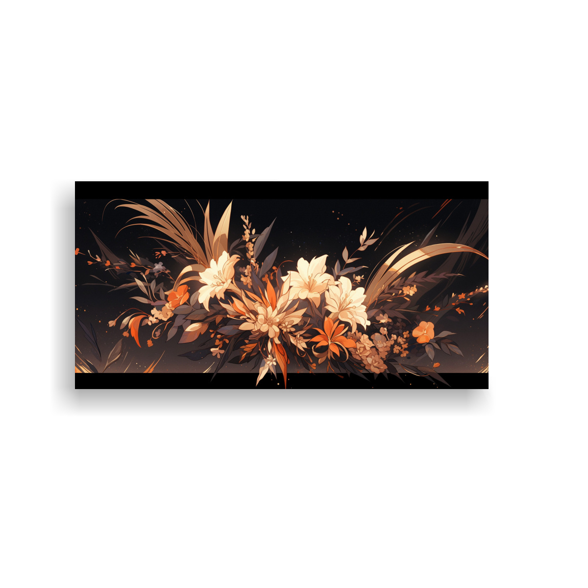 PINTURAS DE ARTE DE PARED EN ESTILO NEONOIR, COLORES NARANJA Y DORADO PARA COMEDOR 140X70CM - 1